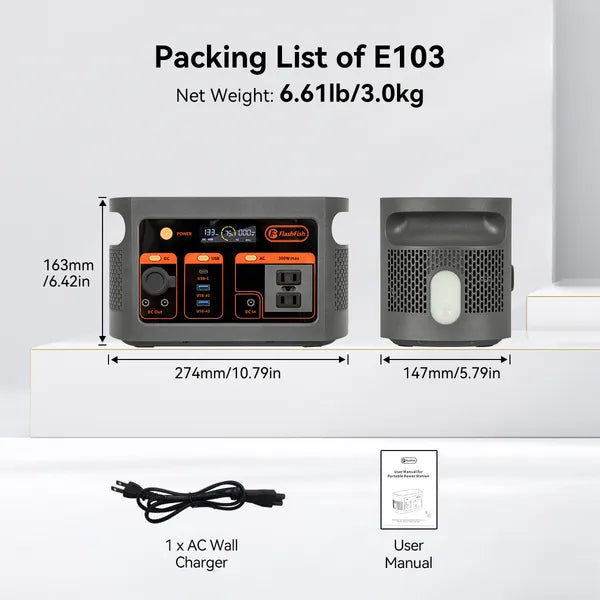 Voyah™ E103 Ultra-Durable Portable Power Station | 300W LiFePO4 Solar Generator